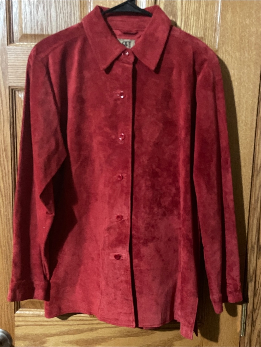 Rafaella Red Suede Button-Up Jacket